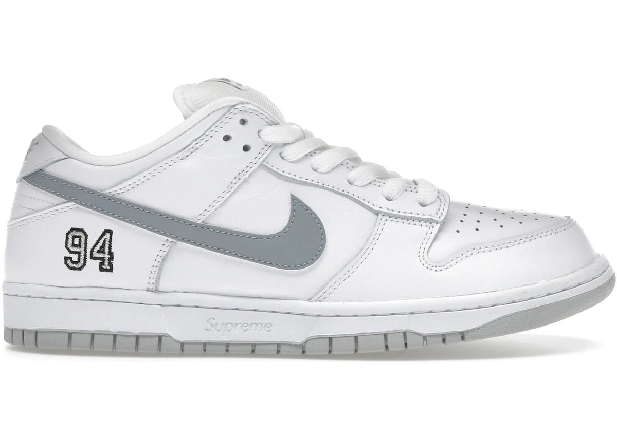 Nike SB Dunk Low Supreme 94 White Metallic Silver