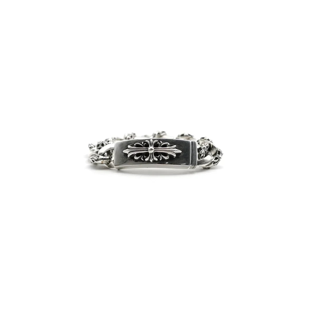 Chrome Hearts Silver Cross Link Cuban Bracelet