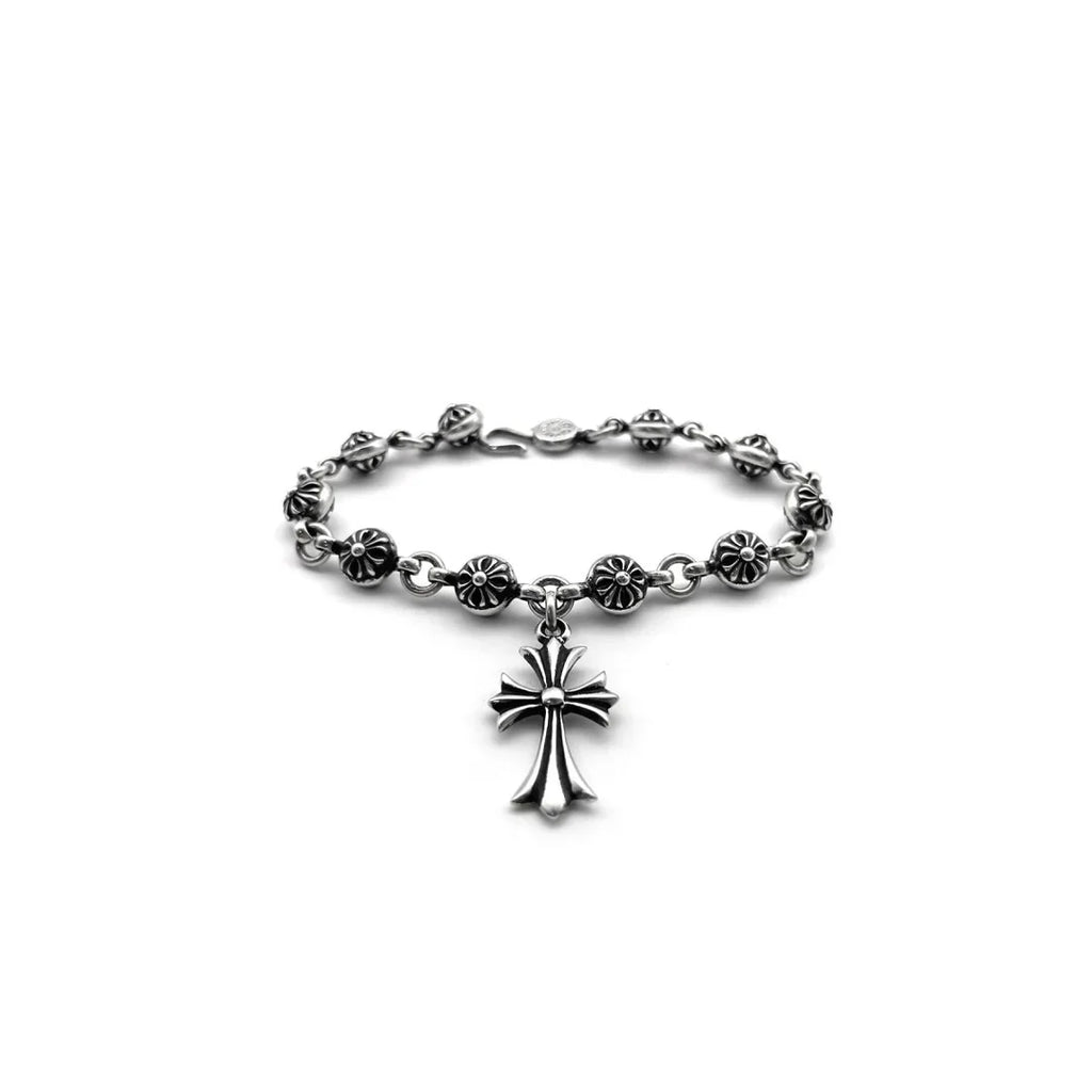Chrome Hearts Silver Cross Ball Tiny E Bracelet